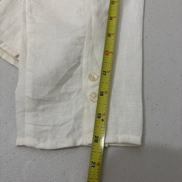 Peck And Peck Weekend Linen Collared Button Up Shirt 3/4 Sleeve Beige Size Large - Picture 12 of 12